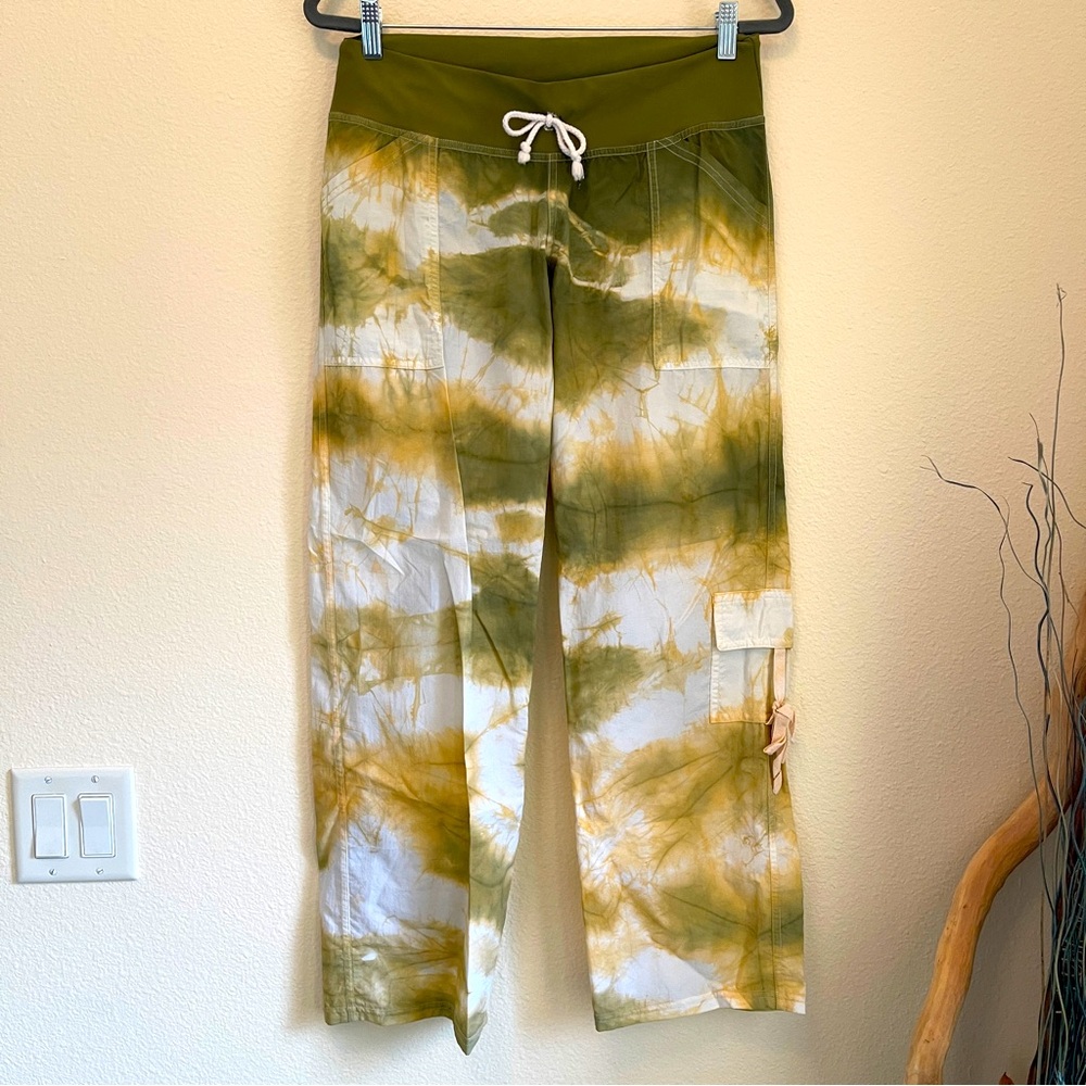 Oh My Bod Tie Dye Wide Leg Jogger Olive Green & White S
